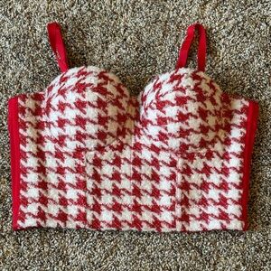 Red and White Crop Top - Medium